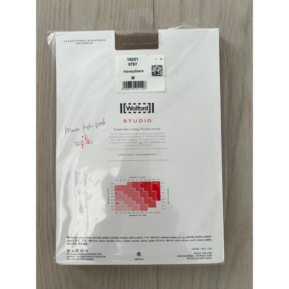 Wolford 19251 Mono Fish Scale Capri Fishnet Leggings Black / Honey ( M ) - Picture 2 of 2